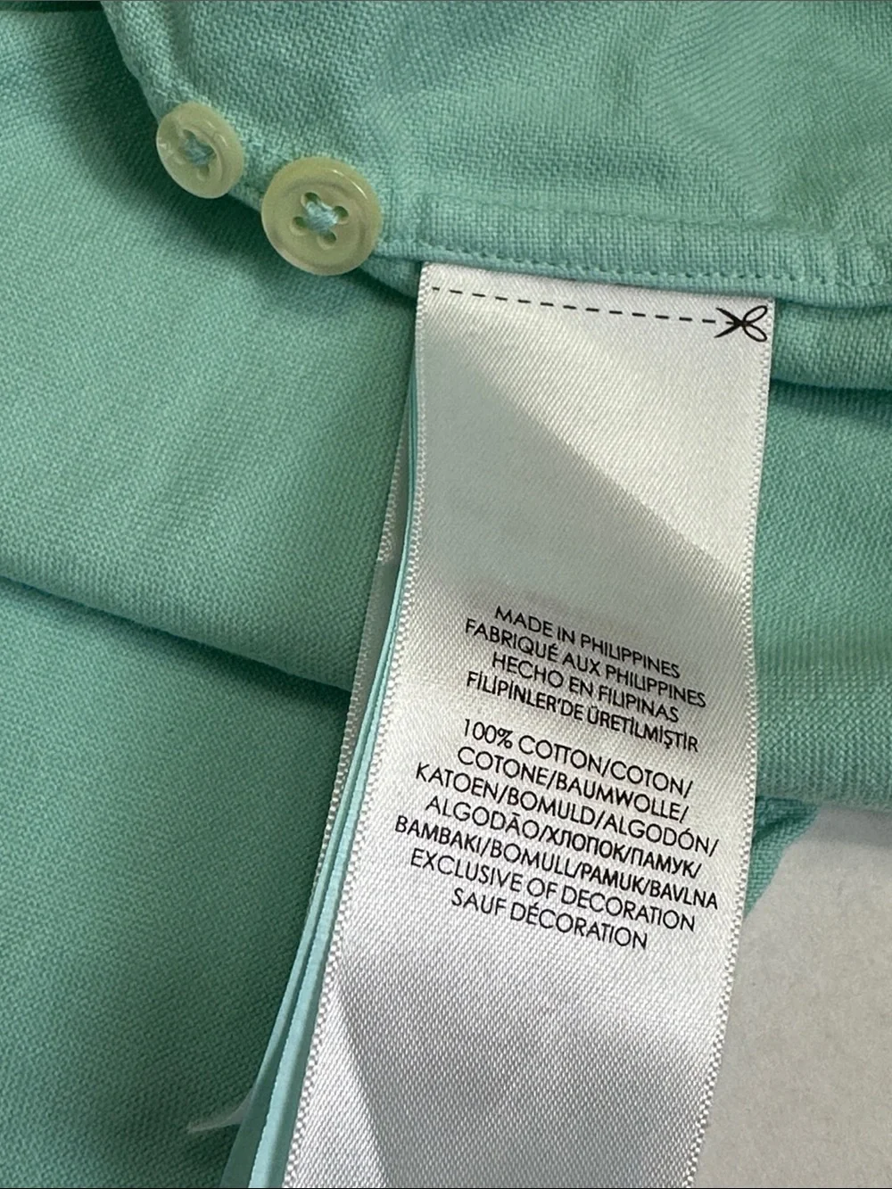 Ralph Lauren Button Down Short Sleeve Shirt Mint Green Slim Fit Cotton Small - Picture 5 of 9